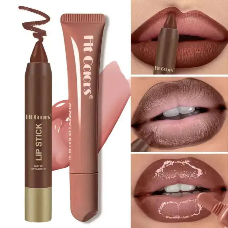 2-in-1 Lip Liner & Lip Oil Set, Smooth Texture Lip Makeup Duo with Buildable , Hydrating Glossy Finish, Define Lips for Everyday Makeup fit color rich lipstick individual