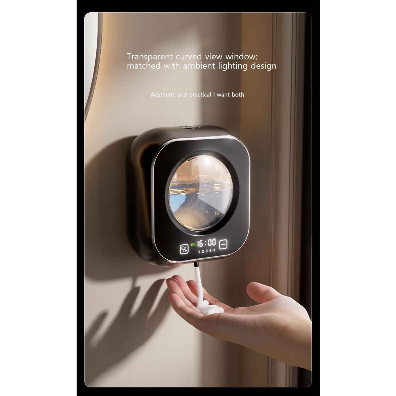 Wall Mounted Automatic Soap Dispenser with Large Capacity Non-contact Rechargeable Sensor Kitchen with LED Intelligence Cleaning