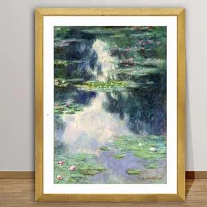 Pond with Water Lilies by Claude Monet Fine Art Print, Landscape Poster, Flowers Artwork, Nature Painting, Botanical Décor, Trees Poster | Unframed G