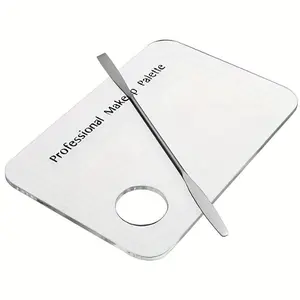 Transparent Makeup Mixing Palette with Spatula, Multi-Purpose Cosmetic Blending Plate for Foundation, Eyeshadow, Lipstick & Nail Art