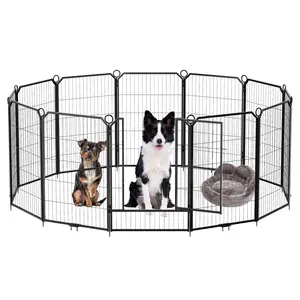 Heavy Duty 40 Inch Metal Dog Playpen Fence with Secure Door – 12 Panel Portable Pet Exercise Enclosure – Rust-Resistant Indoor Kennel Barrier