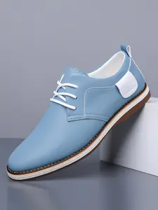 Men's Casual Leather Shoes, Lace-Up Soft Sole Low Top Business Casual Shoes, Business Office Shoes, Anti-Slip Lightweight Versatile Commuter Shoes for All Seasons