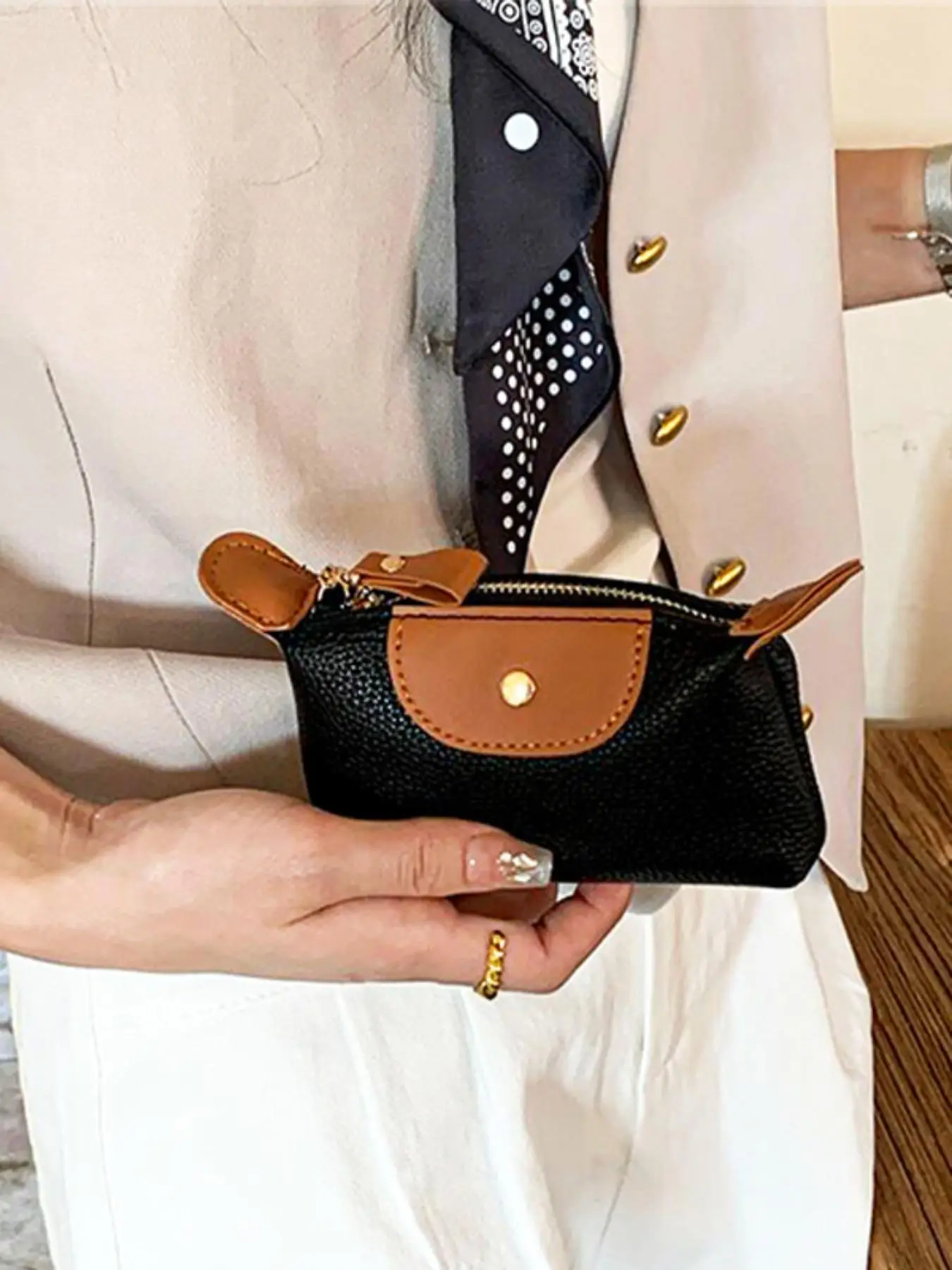 Women's Elegant Colorblock Zipper Coin Purse, Fashionable Chain Decor Coin Purse, Casual Trendy Versatile High-quality Daily Wallet