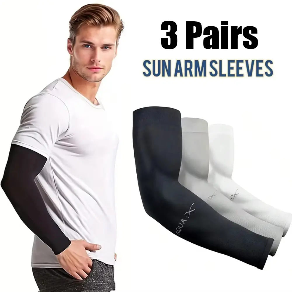 Unisex 3-Pair Ice Silk Sun Protection Arm Sleeves, Fashion Summer Sleeves for Outdoor Riding, Driving Sports & Outdoor Activities
