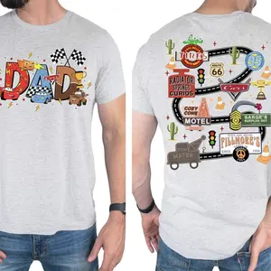 Lightning Road Playmat Dad Shirt – Interactive Race Track Back T-Shirt for Kids to Play Cars – Fun Father’s Day Gift for Cool Dads Who Love Bonding Time