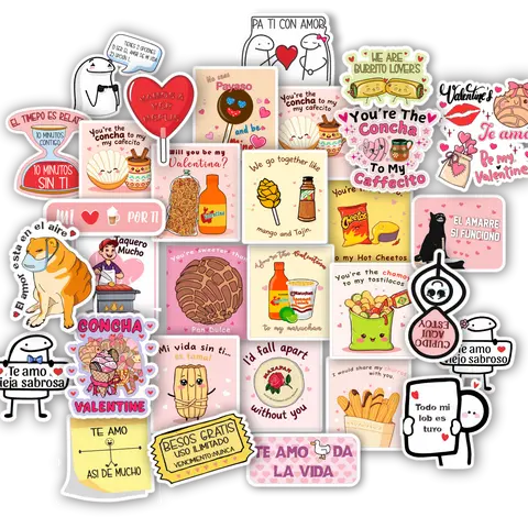 30-Piece Mexican Themed Love & Romantic Sticker Set – Funny & Cute Stickers for Couples, Amigos & More –Water-resistant vinyl  Decals Diy Kit Scrapbook Page