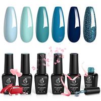 Teal nail art Iceland Theme