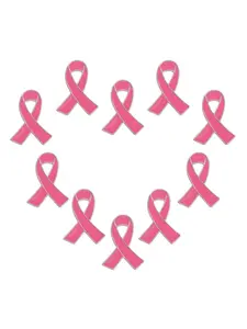 Women's Jewelry Set, Enamel Ribbon Brooch Pins, Breast Cancer Awareness Hope Lapel Buttons, 10-Piece Badge Collection
