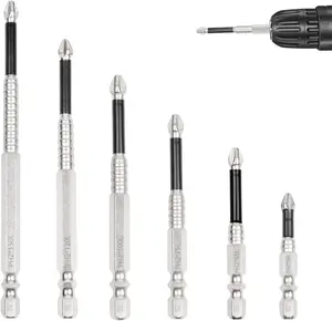 Bit Set, 6- S2 Steel Extension Bits, 2-6 Inch Lengths, High Torque Impact Driver Compatible