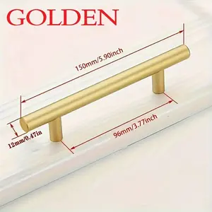 20pcs Golden Brushed Stainless Steel Arched Cabinet Handles - Modern Drawer Handles, with Screws Included, Easy to Install, Length 150mm