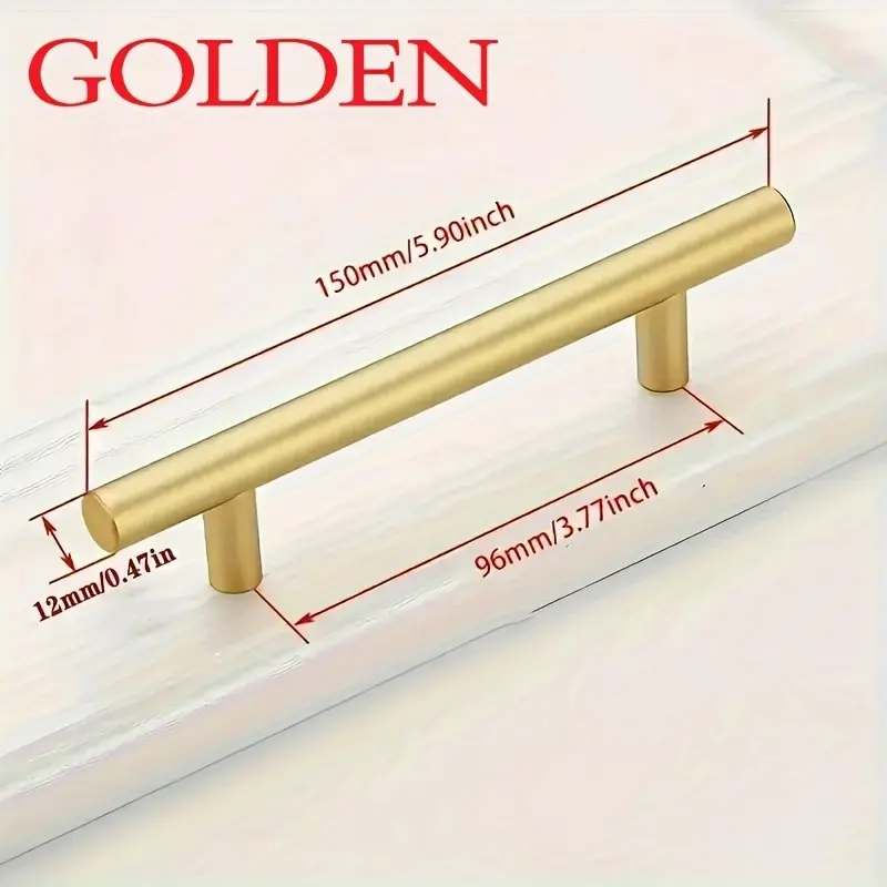 20pcs Golden Brushed Stainless Steel Arched Cabinet Handles - Modern Drawer Handles, with Screws Included, Easy to Install, Length 150mm
