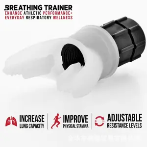 Lung Function Trainer for Breathing Exercises, Powerful, Portable, Abdominal Respiration Device with Adjustable Resistance, White