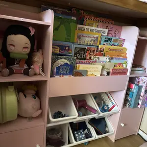 FOTOSOK Toy Storage Organizer with 6 Toy Bins, Toy Organizer Kids Bookshelf with 6 Cubbies, Multifunctional Floor Storage Chest for Playroom