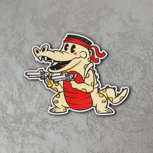 Gator Pew Pew Vinyl Sticker Funny Alligator Cartoon Decal Waterproof Laptop Car Sticker Outdoor Durable Gift Idea