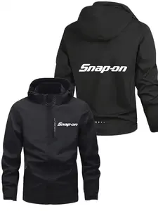 Men's Lightweight Polyester Fashion Hooded Jacket, Snapon Print, Front Zipper, Casual Outdoor Spring Summer Coat