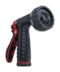 Orbit Irrigation 7803513 7 Pattern Metal Hose Nozzle with Rear Trigger Control, Black & Red