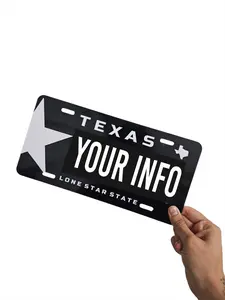 Texas Custom Display Plates - Personalized Your Info Design with Lone Star State Theme