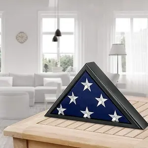 Glass Front Flag Display Case for Burial Flag - Wall Mounted 9.5 X 5 Feet Flag Box for American Veteran Flag and Folded Flag Display - Ideal for Honoring Military Service (White)