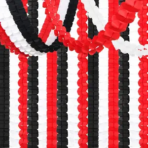Black White Red Party Decorations Streamers Garland - 157Ft Graduation Four-Leaf Clover Hanging Banner for Men Boys Birthday Wedding Baby Bridal Shower Family Gathering Event Decor Supplies
