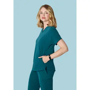 Oversized V Neck Top Caribbean Blue