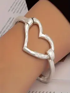 Luxury Heart-Shaped Cuff Bracelet, Romantic Openwork Design, Adjustable Fit, Durable Handmade Jewelry for Women, Ideal for Special Occasions