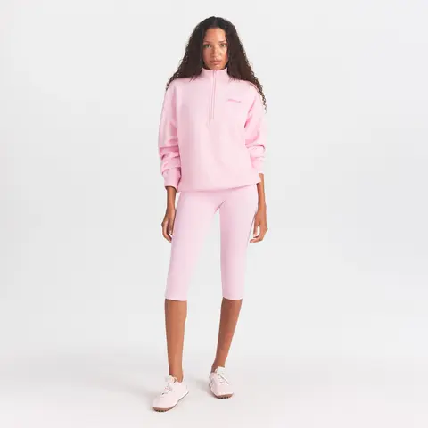 SKIMS COTTON FLEECE MOCK NECK QUARTER ZIP WITH EMBOSSED LOGO