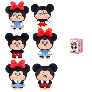 【TOPTOY】Disney Mickey Minnie Pouty Series Plush Pendant Blind Box, Cute Figures, Desktop Ornament, Collectible Toys, Birthday & Holiday Gift