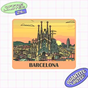 Barcelona Spain Travel Sticker – Vintage Aesthetic Waterproof Vinyl Decal for Laptops, Water Bottles, Journals & More T