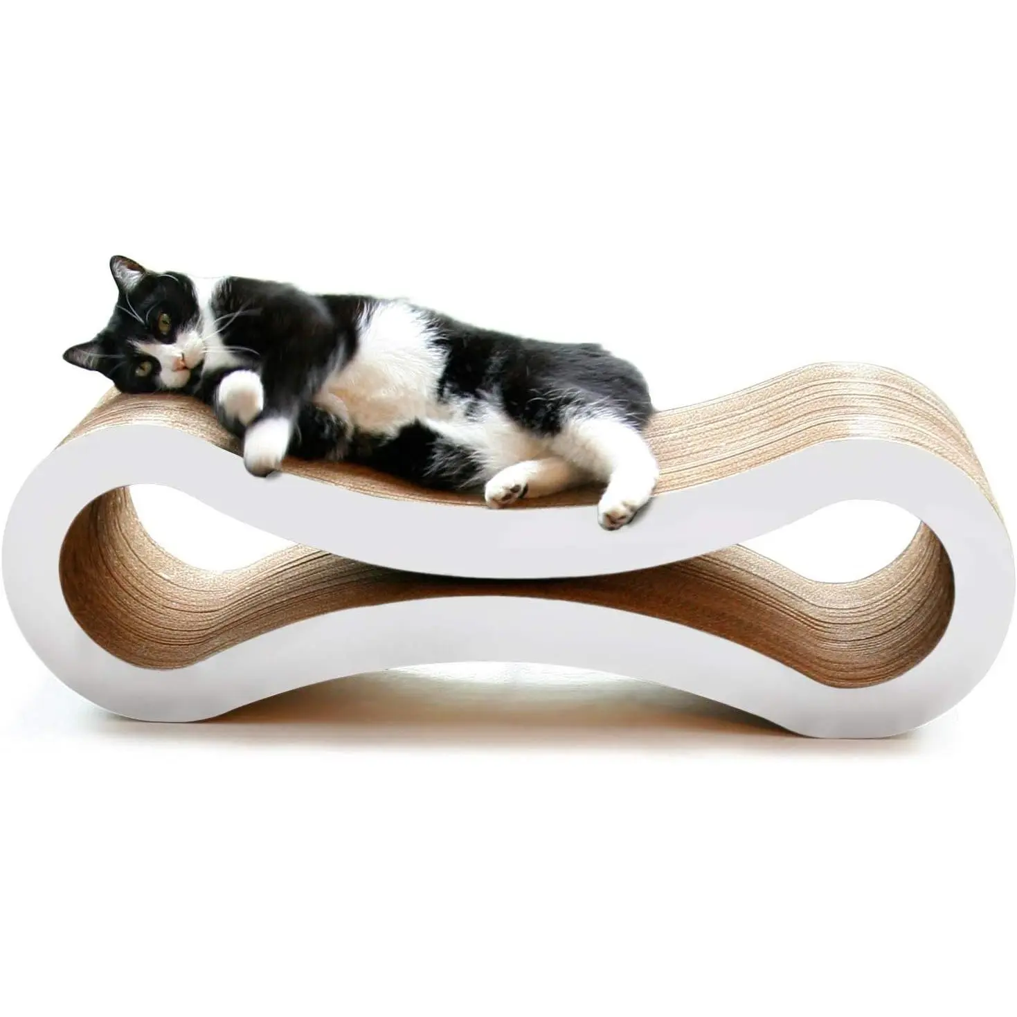 Indoor Cardboard Cat Scratcher - Reversible, Durable, Recycled Corrugated Material, Cloud White Cat Scratching Board
