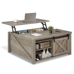 Sikaic 31.5 Inches Lift Top Coffee Table with Hidden Storage Grey Coffeetable