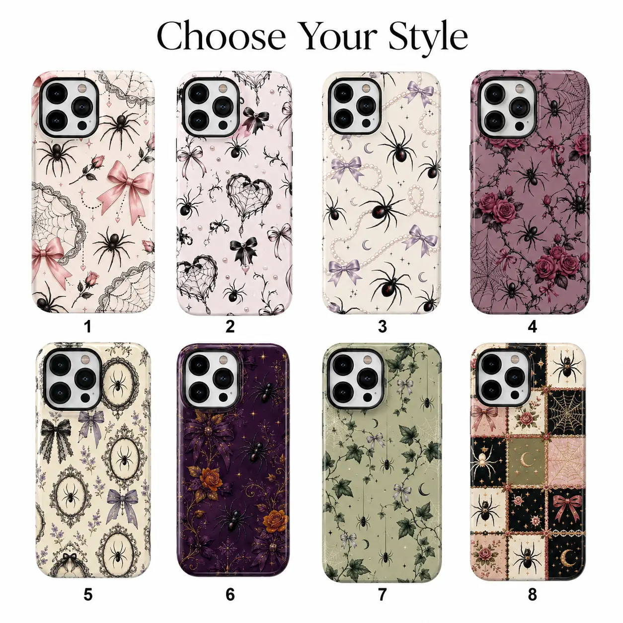 Gothic Spider Phone Case, Spooky Minimalist Bug Pattern Phone Cover, Trending Phonecases For Moble Phone, Aesthetic Cases