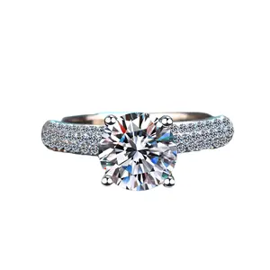 Moissanite Pave Solitaire Ring