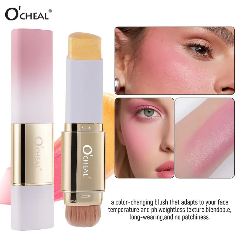 Magic Peach Air Multi Purpose Blusher Stick, Smooth Natural Matte Warm Color Changing Cheek Highlighter, Solid Gradient Blush Rod