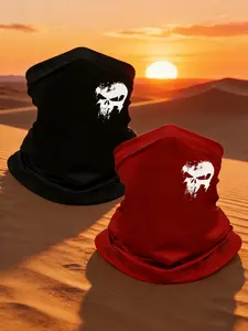 5pcs/2pcs/1pc Unisex Skull Printing Neck Gaiter Face Cover Windproof Dustproof Breathable Face Mask Scarf for Men Women Outdoor Sports Gift Hat