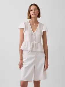 GAP Lace Voile Peplum Crop Top