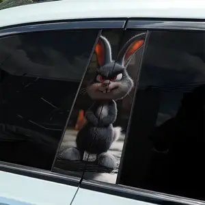 2 Bugs Bunny Funny Emoji Themed Vinyl B-Pillar Decals - Durable, Waterproof, Sunscreen, Semi-Glossy, Easy to Apply, Suitable for Cars, Trucks and SUVs, Car Exteriors, Future Car Decals | Durable Vinyl