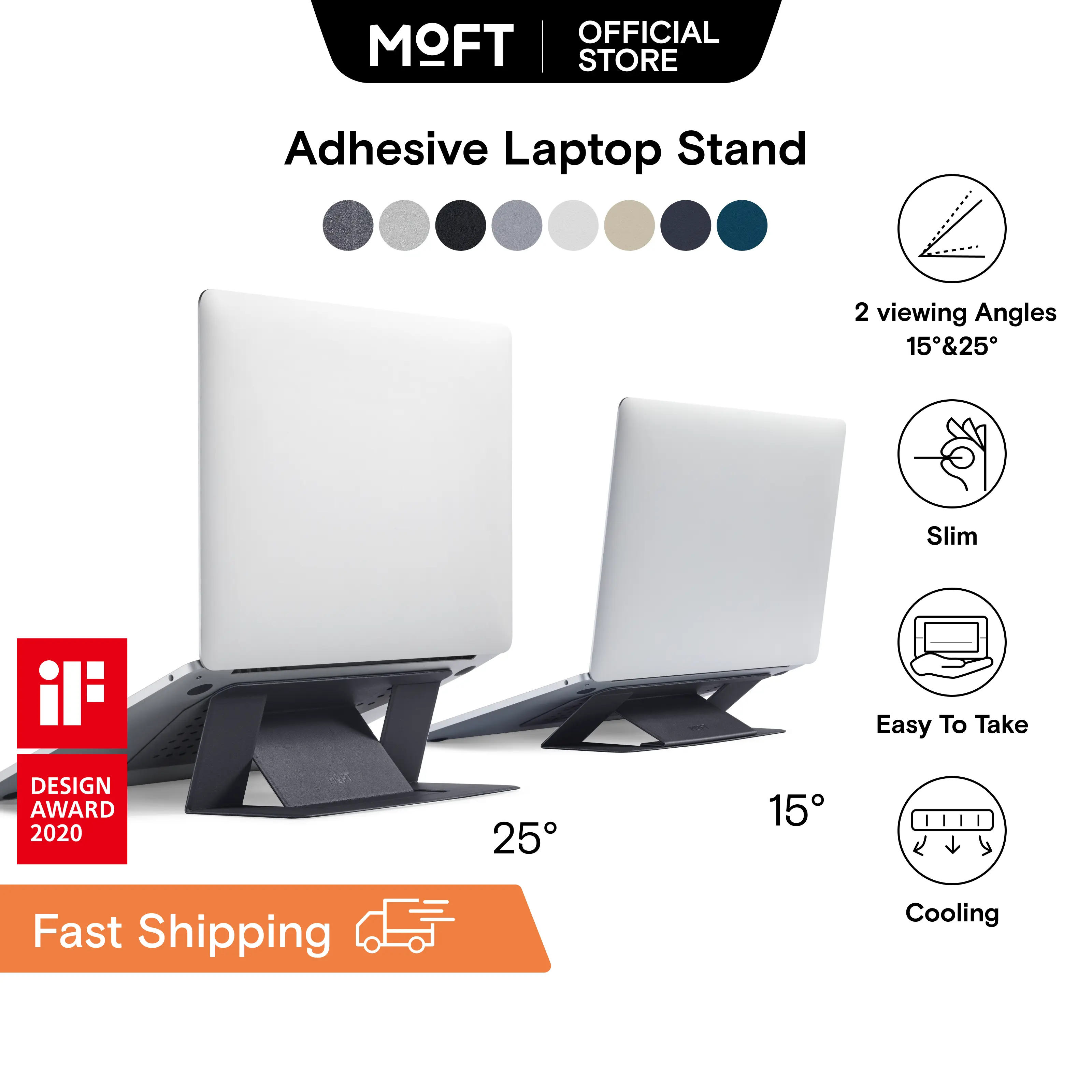 MOFT Adhesive Invisible Laptop Stand - Computer Stand, Dual-Angle Monitor Riser Accessory for 11"-16" Laptops