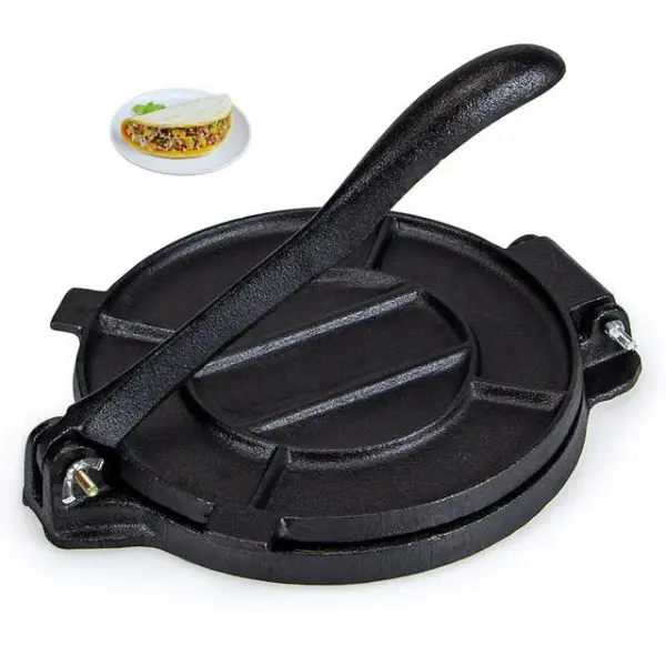 8-inchsize Heavy Duty Cast Iron Tortilla Press, Black Gray Tortillera Pactaconera, Roti Taco Maker Kitchen Tool Utensil, 8Inchsize