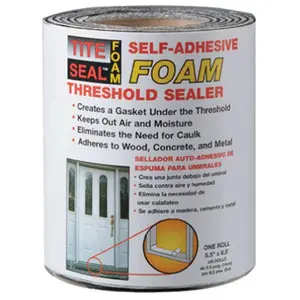 212 MAIN TSFM65 Self-Adhesive Roll Threshold Sealant, 5.5x6.5 ft Foam Sealant for Wood/Concrete/Metal Threshold Sealing