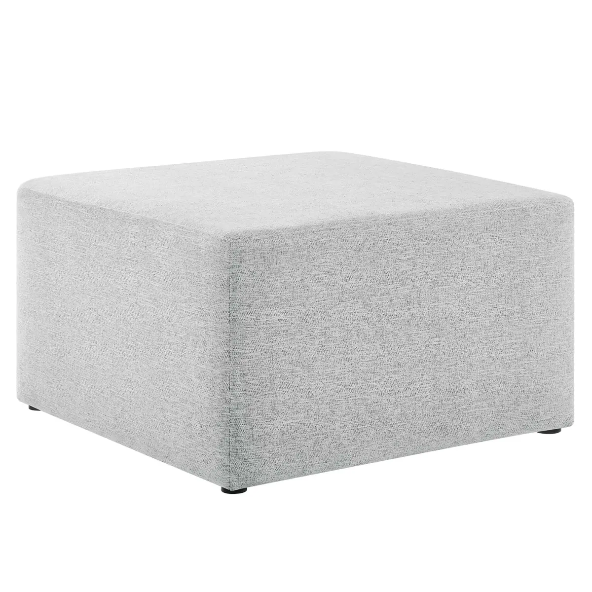 Modway Callum Pre-Assembled Upholstered Ottoman, 28 in. Square Large Size Heathered Weave Light Gray - EEI-6642-HLG, Indoor Furniture Stool Bench for Living Room, Ottoman Living Room