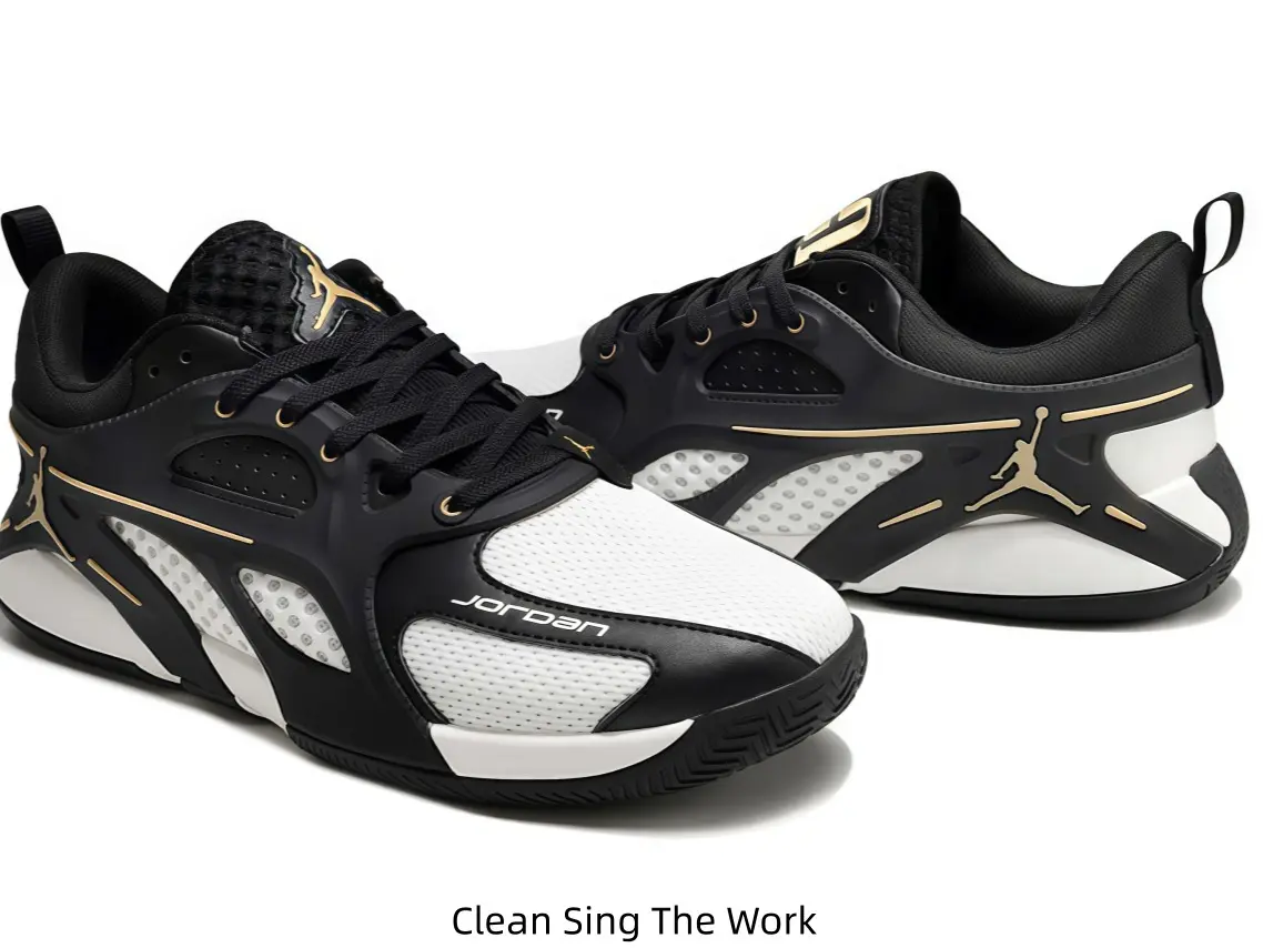 Black White Metallic Gold Low Top Basketball Sneakers Breathable Mesh Panel Support Cushion Midsole Unisex Performance Street Trainers