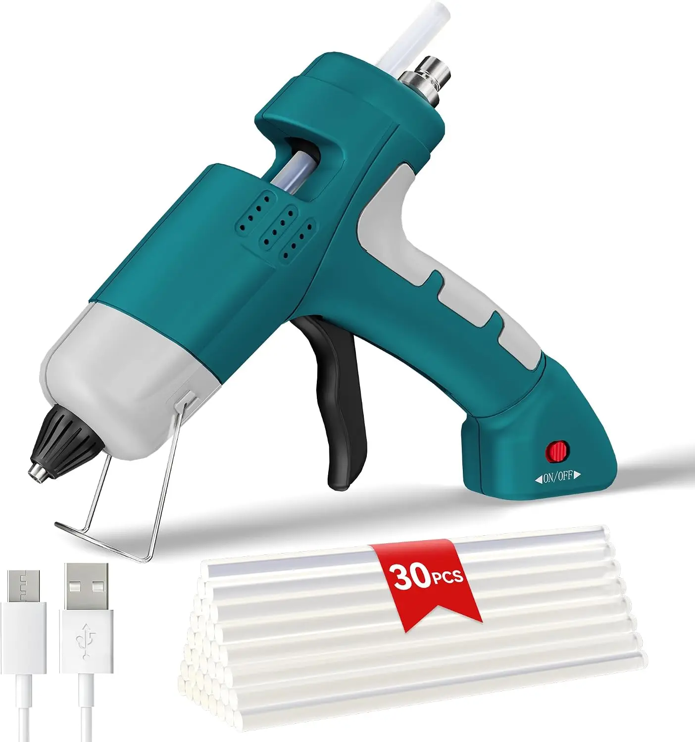20W Hot Glue Gun with Type-C Charger,Fast Heating Hot Glue Gun and Sticks Set with 30 PCS Glue Sticks for DIY&Arts&Crafts,Home Repair