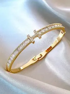 Elegant Zircon Letter Buckle Bracelet, High-Quality Rhinestone Accessory, Perfect Gift for Women, Ideal for Daily Wear & Parties