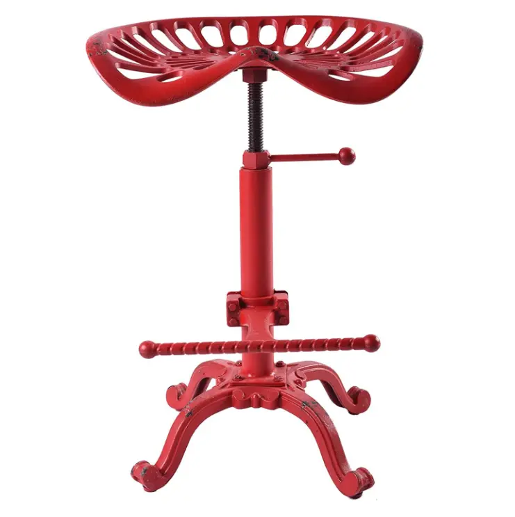 Rustic Industrial Bar Stool-Cast Iron Tractor Seat Stool-Adjustable Counter Height Swivel Breakfast Bar Stool-Farmhouse Metal Stool-19.7-26.8 Inch Seat Height