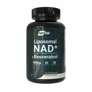 NutriFlair Liposomal NAD+ Supplement with Resveratrol 1000mg per Serving, 60 Capsules – High Absorption, Non-GMO, Made in USA