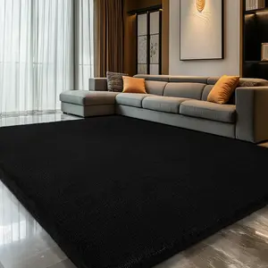 Large Size Shaggy Rugs, Big Plush Area Rug, Non-slip Soft Fluffy Ultra-comfortable Carpet Mats for Livingroom Bedroom Nursery Home Decor Black