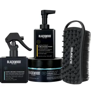 BLACKWOOD FOR MEN Double Down Dual Use Set, Multifunctional Men's Gift Set for Naturally Healthier Hair, Skin & Beard | Get a Cleaner Shave, Fuller, Softer Beard & Better Skin with 4 Dual-Use Products