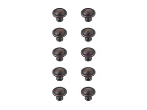 212 MAIN Garlande Oil-Rubbed Bronze Mushroom Knob (KB2007-ORB-10PK), 1.2 in., Set of 10, Indoor Use, Rust Resistant, Includes 2 Screw Sets, Two Screw Sets