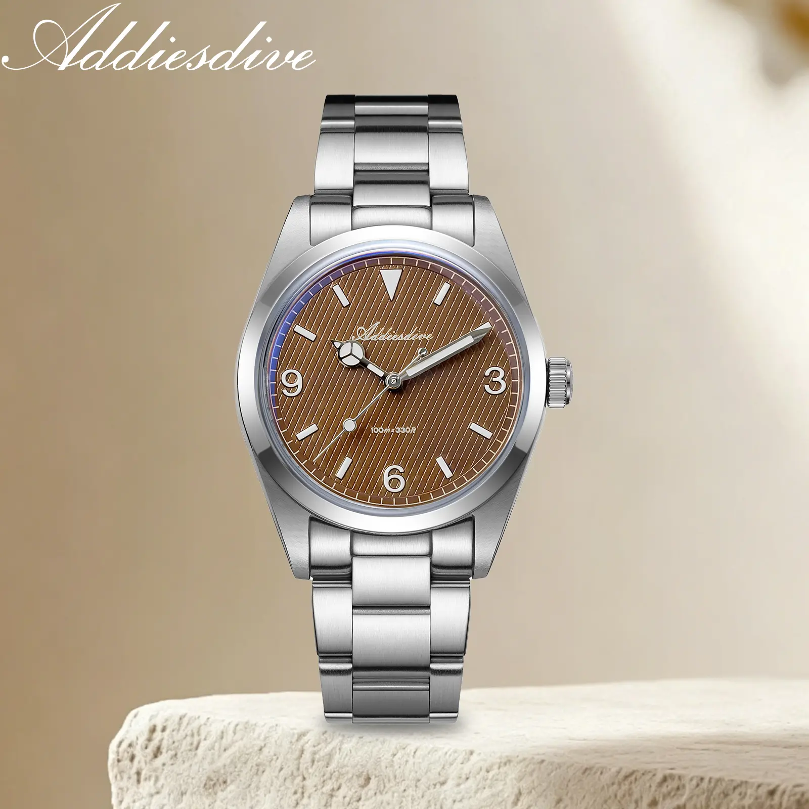ADDIESDIVE Women's Luxury Watch with Steel Strap, Japanese VH Sweep Quartz Drive, Super Luminescent Dial, 100m Water Resistant, 36Mm Watch, 112G, 316 Stainless Steel Quartz Watches, Analog Round-Faced Quartz Watches
