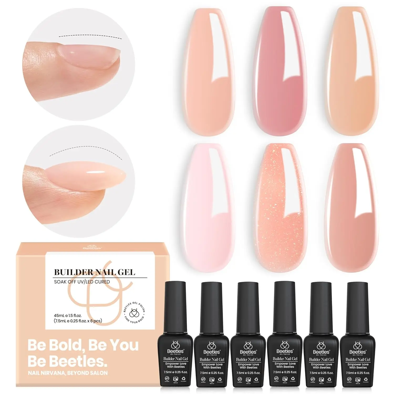 Builder Gel Nail 6 Colors Set Sheer Nude-7.5ml